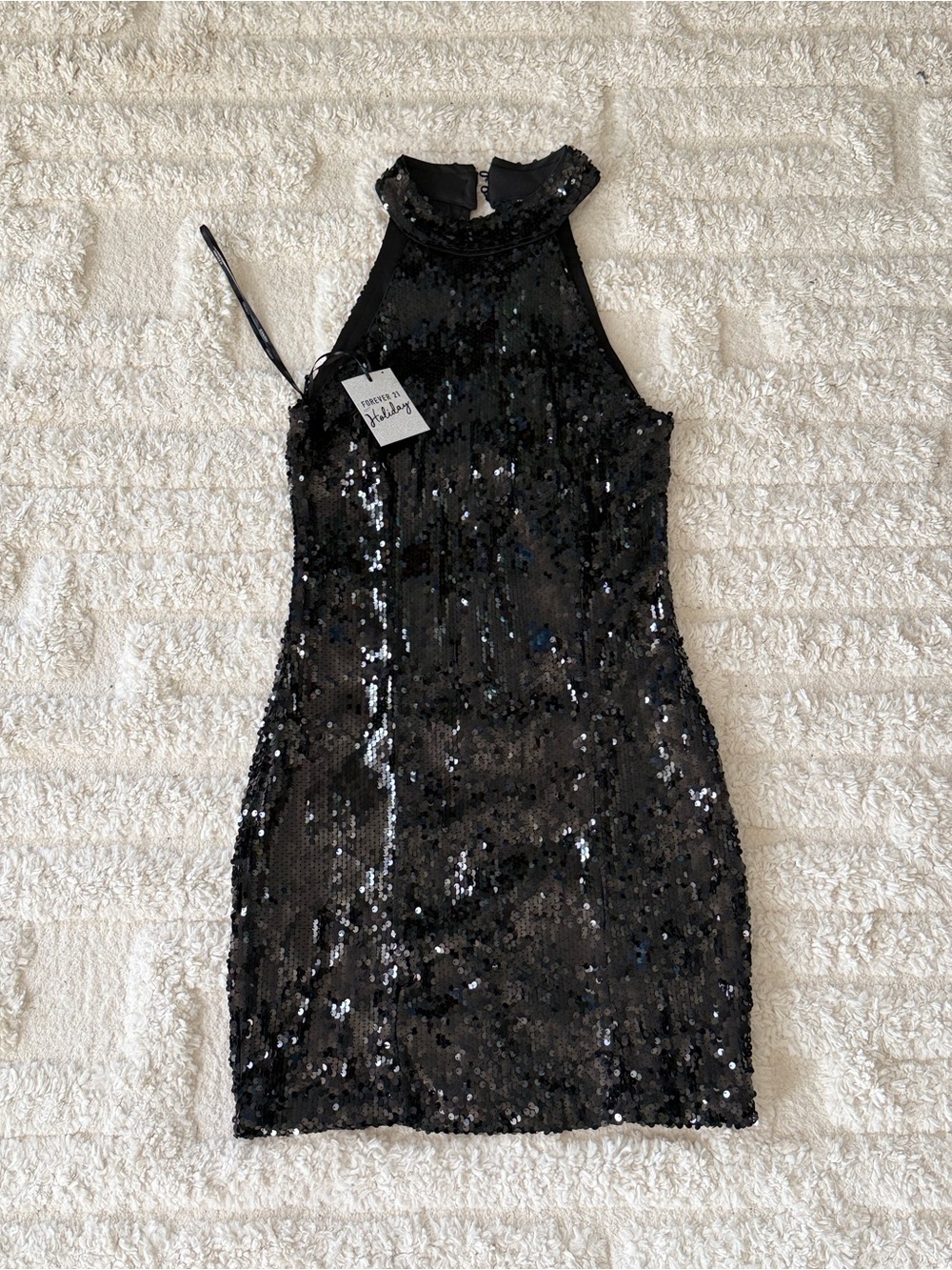 Forever 21 Black Sequin Halter Mini Dress
